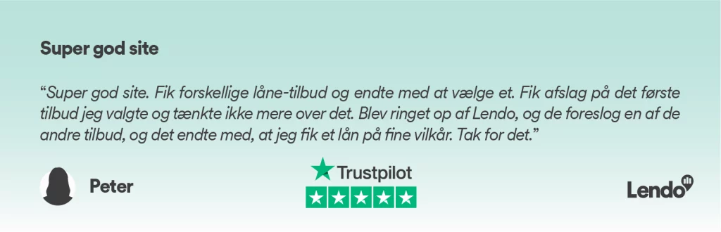 Trustpilot anmeldelse fra Peter